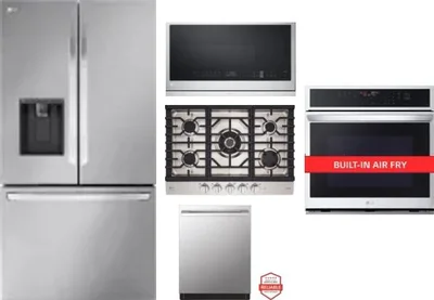 5 Piece Package Includes Refrigerator, Cooktop, Wall Oven, Microwave And Dishwasher