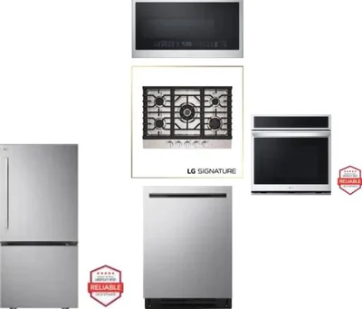 5 Piece Package Includes Refrigerator, Cooktop, Wall Oven, Microwave And Dishwasher