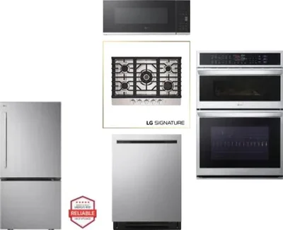 5 Piece Package Includes Refrigerator, Cooktop, Wall Oven, Microwave And Dishwasher