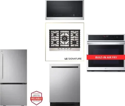 5 Piece Package Includes Refrigerator, Cooktop, Wall Oven, Microwave And Dishwasher