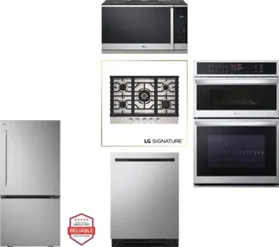 5 Piece Package Includes Refrigerator, Cooktop, Wall Oven, Microwave And Dishwasher