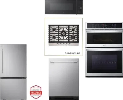 5 Piece Package Includes Refrigerator, Cooktop, Wall Oven, Microwave And Dishwasher