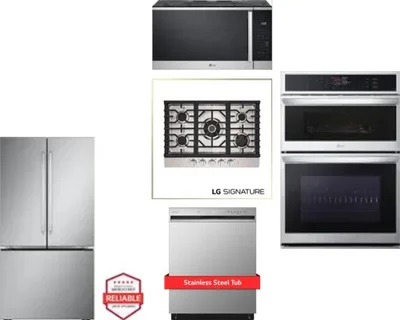 5 Piece Package Includes Refrigerator, Cooktop, Wall Oven, Microwave And Dishwasher