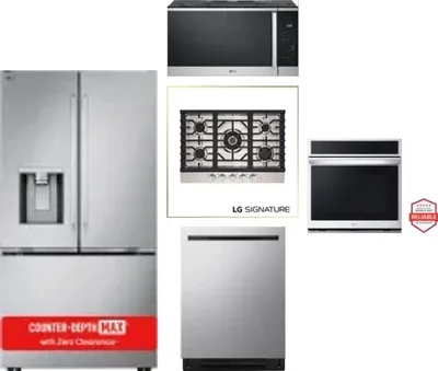5 Piece Package Includes Refrigerator, Cooktop, Wall Oven, Microwave And Dishwasher
