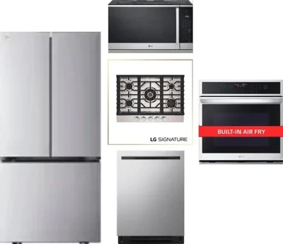 5 Piece Package Includes Refrigerator, Cooktop, Wall Oven, Microwave And Dishwasher