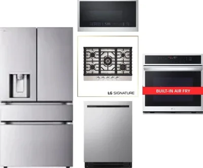 5 Piece Package Includes Refrigerator, Cooktop, Wall Oven, Microwave And Dishwasher