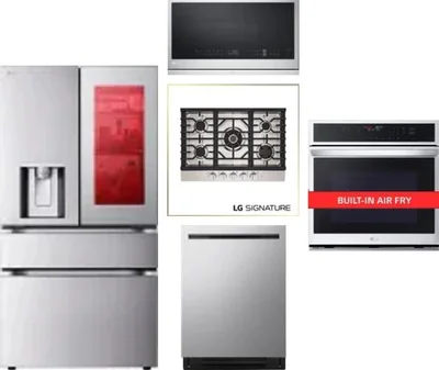 5 Piece Package Includes Refrigerator, Cooktop, Wall Oven, Microwave And Dishwasher