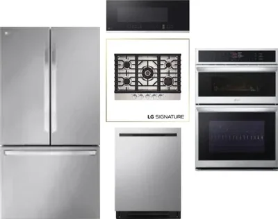 5 Piece Package Includes Refrigerator, Cooktop, Wall Oven, Microwave And Dishwasher