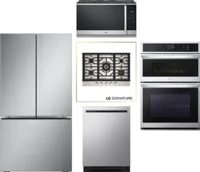 5 Piece Package Includes Refrigerator, Cooktop, Wall Oven, Microwave And Dishwasher
