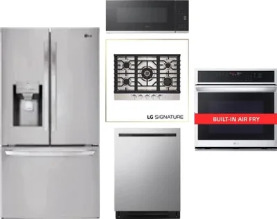 5 Piece Package Includes Refrigerator, Cooktop, Wall Oven, Microwave And Dishwasher