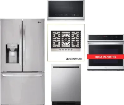 5 Piece Package Includes Refrigerator, Cooktop, Wall Oven, Microwave And Dishwasher