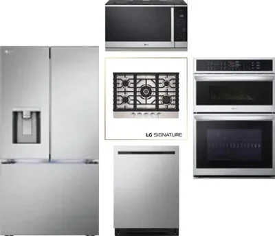 5 Piece Package Includes Refrigerator, Cooktop, Wall Oven, Microwave And Dishwasher