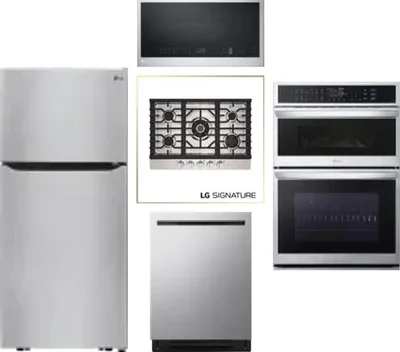 5 Piece Package Includes Refrigerator, Cooktop, Wall Oven, Microwave And Dishwasher