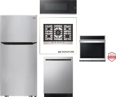 5 Piece Package Includes Refrigerator, Cooktop, Wall Oven, Microwave And Dishwasher