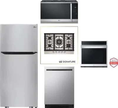5 Piece Package Includes Refrigerator, Cooktop, Wall Oven, Microwave And Dishwasher