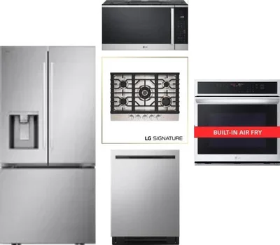 5 Piece Package Includes Refrigerator, Cooktop, Wall Oven, Microwave And Dishwasher