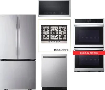 5 Piece Package Includes Refrigerator, Cooktop, Wall Oven, Microwave And Dishwasher