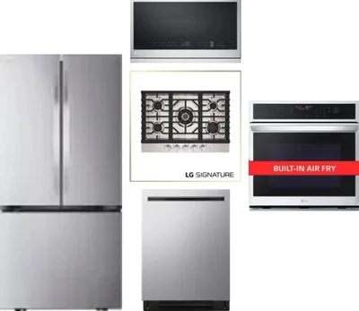 5 Piece Package Includes Refrigerator, Cooktop, Wall Oven, Microwave And Dishwasher