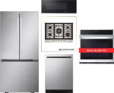 5 Piece Package Includes Refrigerator, Cooktop, Wall Oven, Microwave And Dishwasher