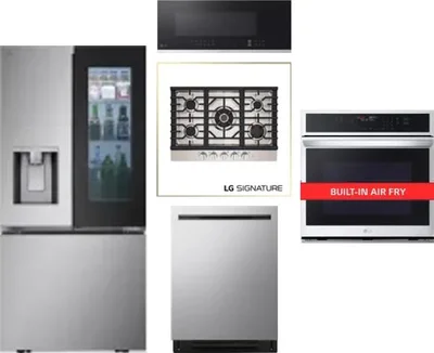 5 Piece Package Includes Refrigerator, Cooktop, Wall Oven, Microwave And Dishwasher