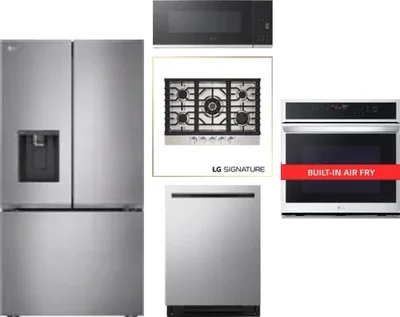 5 Piece Package Includes Refrigerator, Cooktop, Wall Oven, Microwave And Dishwasher