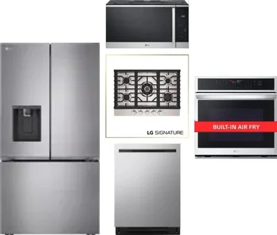5 Piece Package Includes Refrigerator, Cooktop, Wall Oven, Microwave And Dishwasher