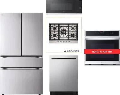 5 Piece Package Includes Refrigerator, Cooktop, Wall Oven, Microwave And Dishwasher