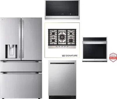 5 Piece Package Includes Refrigerator, Cooktop, Wall Oven, Microwave And Dishwasher