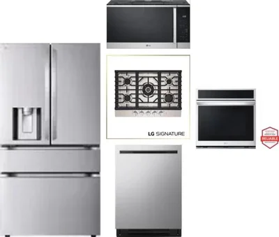 5 Piece Package Includes Refrigerator, Cooktop, Wall Oven, Microwave And Dishwasher
