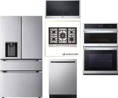 5 Piece Package Includes Refrigerator, Cooktop, Wall Oven, Microwave And Dishwasher