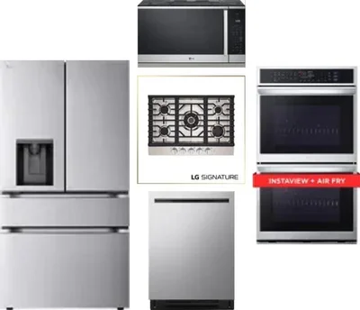 5 Piece Package Includes Refrigerator, Cooktop, Wall Oven, Microwave And Dishwasher