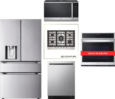 5 Piece Package Includes Refrigerator, Cooktop, Wall Oven, Microwave And Dishwasher