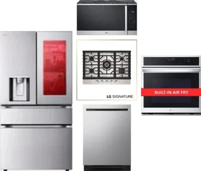 5 Piece Package Includes Refrigerator, Cooktop, Wall Oven, Microwave And Dishwasher