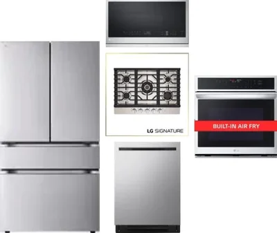 5 Piece Package Includes Refrigerator, Cooktop, Wall Oven, Microwave And Dishwasher