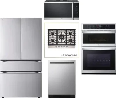 5 Piece Package Includes Refrigerator, Cooktop, Wall Oven, Microwave And Dishwasher