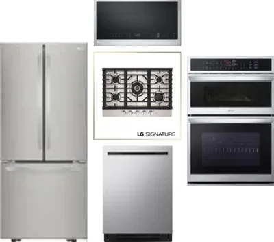 5 Piece Package Includes Refrigerator, Cooktop, Wall Oven, Microwave And Dishwasher