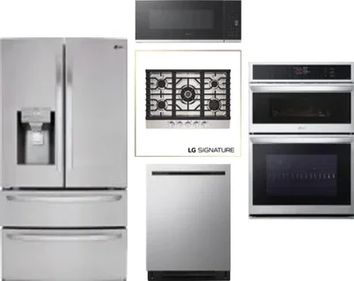 5 Piece Package Includes Refrigerator, Cooktop, Wall Oven, Microwave And Dishwasher