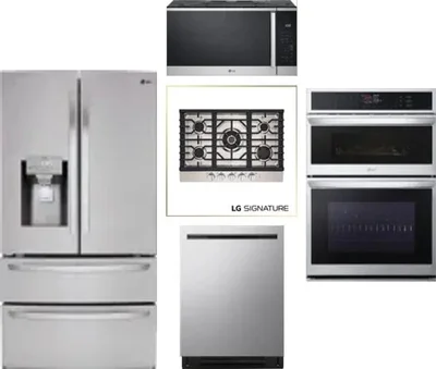 5 Piece Package Includes Refrigerator, Cooktop, Wall Oven, Microwave And Dishwasher