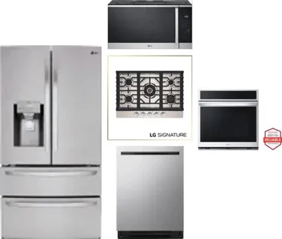 5 Piece Package Includes Refrigerator, Cooktop, Wall Oven, Microwave And Dishwasher