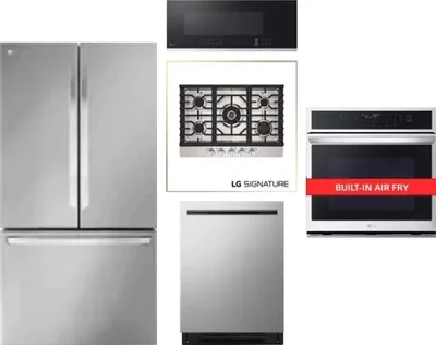 5 Piece Package Includes Refrigerator, Cooktop, Wall Oven, Microwave And Dishwasher