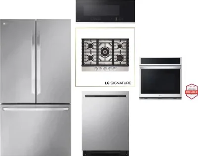 5 Piece Package Includes Refrigerator, Cooktop, Wall Oven, Microwave And Dishwasher
