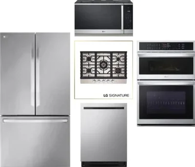 5 Piece Package Includes Refrigerator, Cooktop, Wall Oven, Microwave And Dishwasher