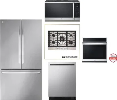 5 Piece Package Includes Refrigerator, Cooktop, Wall Oven, Microwave And Dishwasher