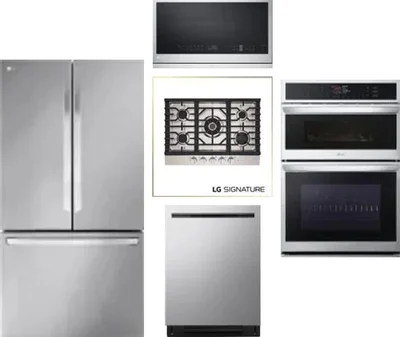 5 Piece Package Includes Refrigerator, Cooktop, Wall Oven, Microwave And Dishwasher