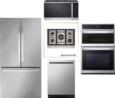 5 Piece Package Includes Refrigerator, Cooktop, Wall Oven, Microwave And Dishwasher
