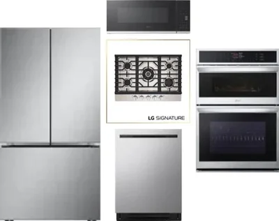 5 Piece Package Includes Refrigerator, Cooktop, Wall Oven, Microwave And Dishwasher