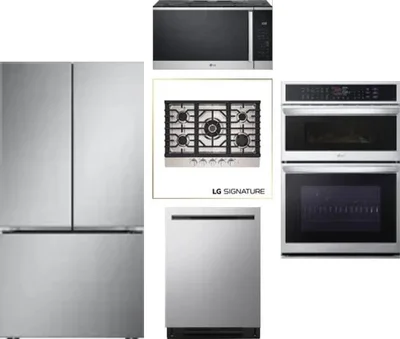 5 Piece Package Includes Refrigerator, Cooktop, Wall Oven, Microwave And Dishwasher