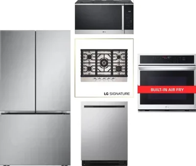 5 Piece Package Includes Refrigerator, Cooktop, Wall Oven, Microwave And Dishwasher