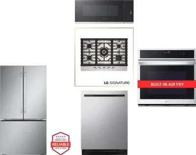 5 Piece Package Includes Refrigerator, Cooktop, Wall Oven, Microwave And Dishwasher
