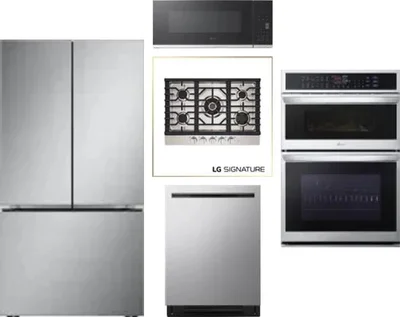 5 Piece Package Includes Refrigerator, Cooktop, Wall Oven, Microwave And Dishwasher